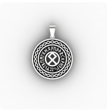 Руна Одал (Отала) из серебра в руническом круге