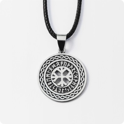 Защитный Агисхьяльм из серебра в Руническом круге