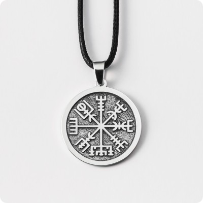 Рунический компас Вегвизир (Vegvisir) из серебра в Два уровня