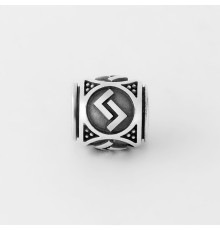 Шарм-бусина с руной Йера (Яро) из серебра