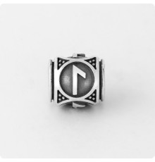 Шарм-бусина с руной Лагуз (Легр) из серебра