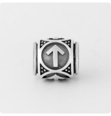 Шарм-бусина с руной Тейваз (Тюр) из серебра