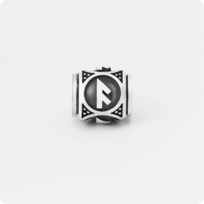 Шарм-бусина с руной Ансуз (Ос) из серебра