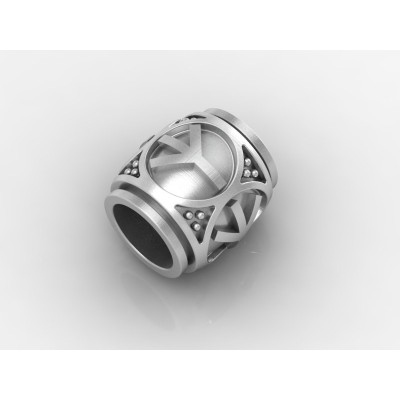 Шарм-бусина с руной Альгиз из серебра