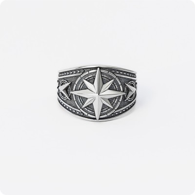 Кольцо Роза Ветров из серебра
