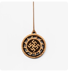 Оберег Цветок Папоротника в Солнечном круге из Дуба