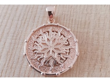 Двухсторонний оберег Алатырь-Коловрат с Солнцем из золота