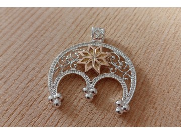 Лунница с Алатырем (серебро с золотом)