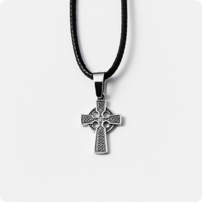 Кельтский крест из серебра с камнем (малый)