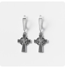 Серьги кельтский крест из серебра