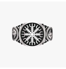 Кольцо Шлем Ужаса с воронами Одина