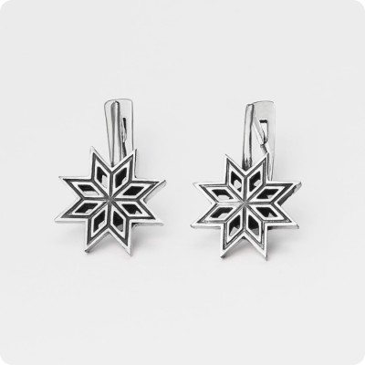 Серьги с Оберегом Алатырь из серебра