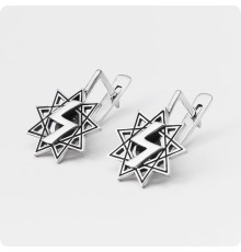 Серьги с Оберегом Перуница в Звезде из серебра