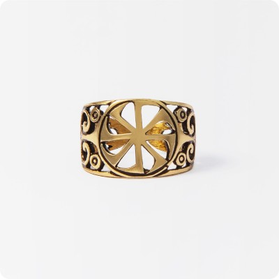 Кольцо с оберегом Коловрат из латуни (литое)