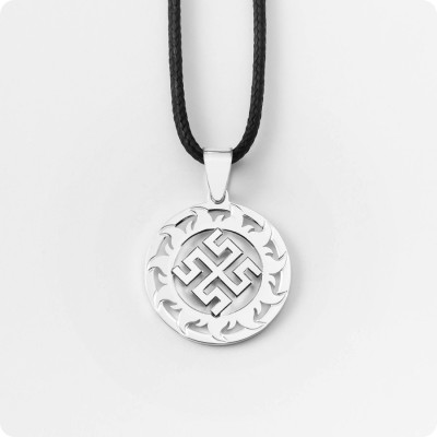 Оберег Боговник из серебра в Солнечном Круге