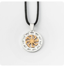 Оберег Колядник из серебра с золотом в Солнечном Круге