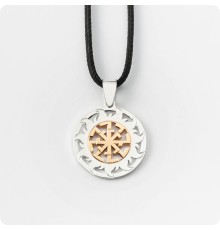 Оберег Светоч из серебра с золотом в Солнечном Круге