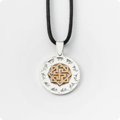 Оберег Валькирия из серебра с золотом в Солнечном Круге