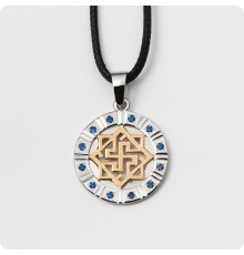 Оберег Валькирия с камнями (серебро с золотом)