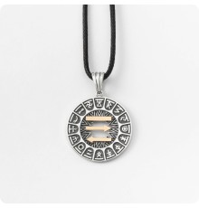 Сварожий круг с чертогом Бусла (Аиста) (серебро с золотом)