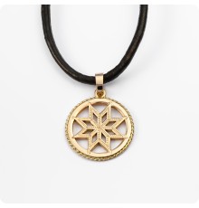 Оберег Алатырь из золота в круге