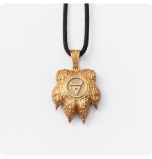 Оберег печать Велеса (Волоса) из золота - Волчья лапа (объёмная)