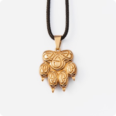 Оберег печать Велеса (Волоса) из золота - Волчья лапа (объёмная)