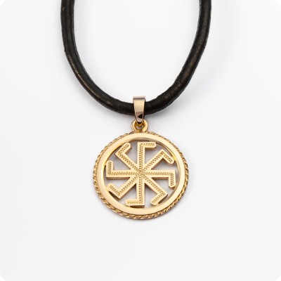 Оберег Ладинец из золота в круге