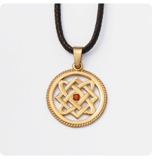 Оберег Звезда Лады-богородицы из золота с камнем