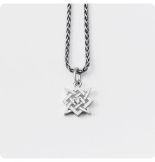 Оберег Звезда Руси (Квадрат Сварога) из серебра с камнем