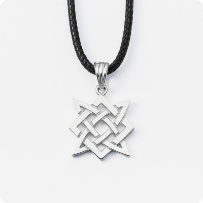 Оберег Звезда Руси (Квадрат Сварога) из серебра (малый)