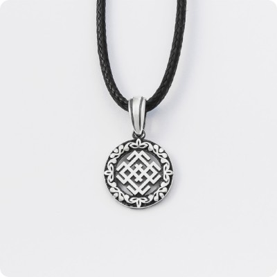 Оберег Символ Белобога из серебра в круге (малый)