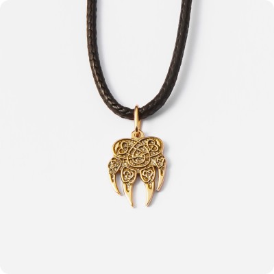 Волчья лапа - печать Велеса (Волоса) из золота (малый)