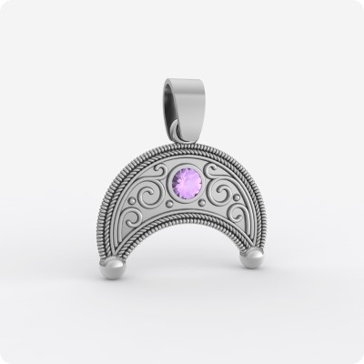 Оберег Лунница из серебра с камнем