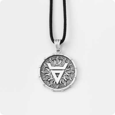 Символ Велеса (Волоса) с Солнцем из серебра