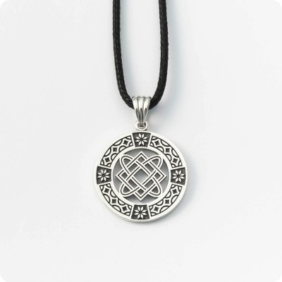 Оберег Звезда Лады-богородицы из серебра с узором