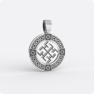 Оберег Духобор из серебра с узором