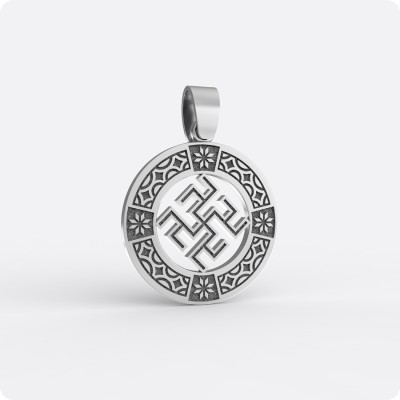 Оберег Одолень трава из серебра с узором