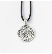 Оберег Звезда Руси (Квадрат Сварога) из серебра с узором