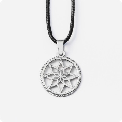 Оберег Алатырь-щит из серебра в круге