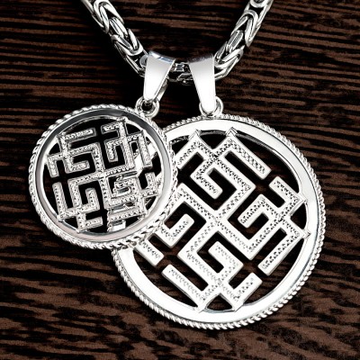 Оберег Сварожич из серебра в круге