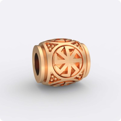 Шарм - бусина с оберегом Коловрат из золота