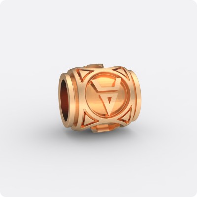 Шарм - бусина с оберегом Символ Велеса (Волоса) из золота