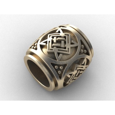 Шарм - бусина с оберегом Звезда Руси (Квадрат Сварога) из золота