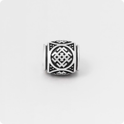 Шарм - бусина с оберегом Символ Белобога из серебра