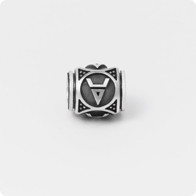 Шарм - бусина с оберегом Символ Велеса (Волоса) из серебра