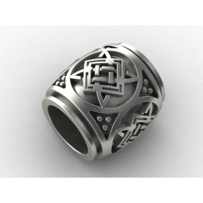 Шарм - бусина с оберегом Звезда Руси (Квадрат Сварога) из серебра