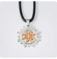 Оберег Алатырь в Ярило с камнем (серебро с золотом)