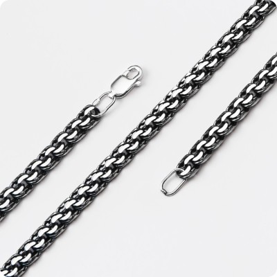 Серебряная цепь Бисмарк граненый