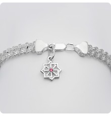 Серебряный браслет с Молвинцем плетение Двухполосный Бисмарк